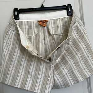 Tory Burch white/tan striped shorts